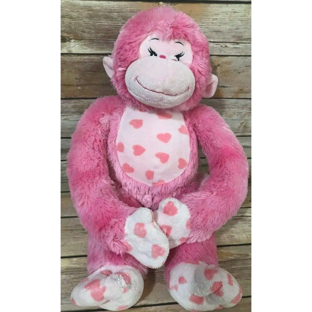 Bulid A Bear Plush Pink Hearts Monkey Hug For You Hanging Monkey 18" Stuffed Toy - Picture 2 of 11